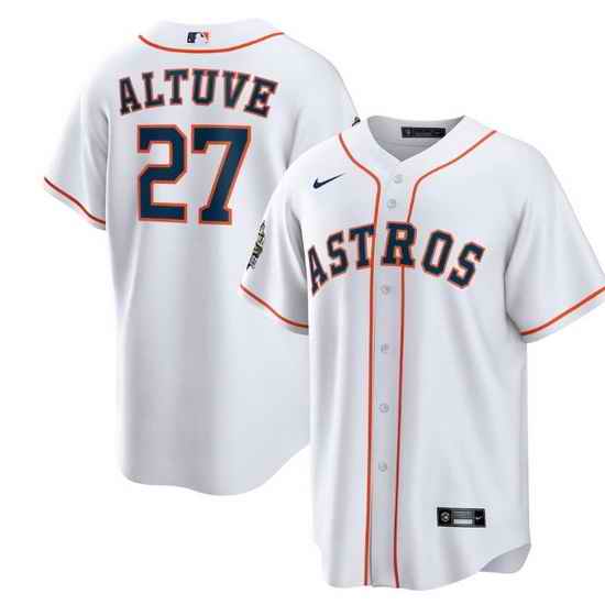 Men Houston Astros #27 Jose Altuve White 2022 World Series Home Stitched Baseball Jersey