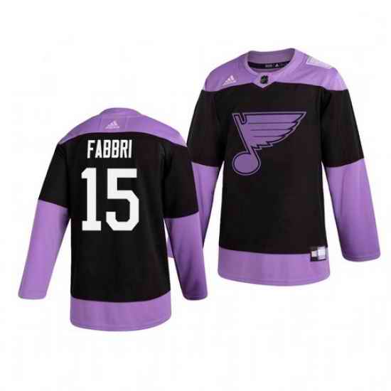 Blues #15 Robby Fabbri Black Purple Hockey Fights Cancer Adidas Jersey