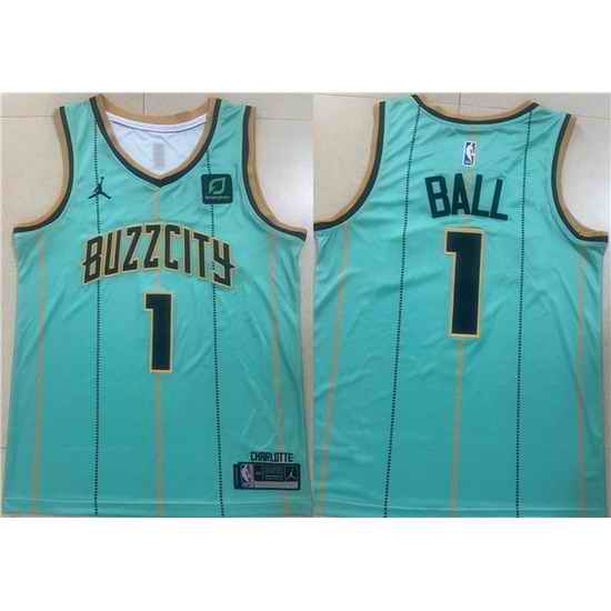Men Charlotte Hornets #1 LaMelo Ball Teal Stitched Basketball Jersey
