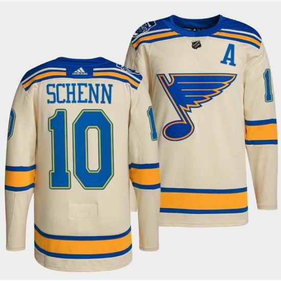 Men St  Louis Blues #10 Brayden Schenn Cream 2022 Winter Classic Stitched jersey