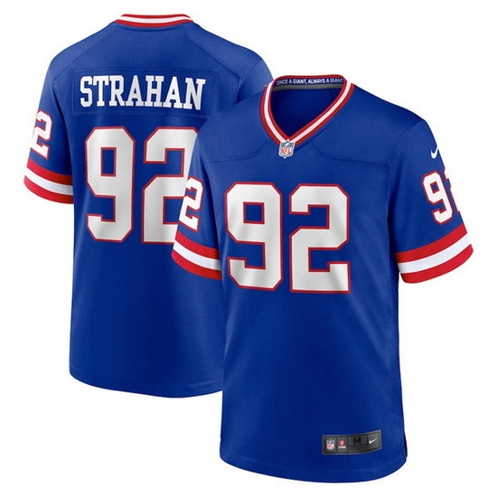 Men New York Giants #92 Michael Strahan Royal Classic Retired Player Stitched Game Jersey