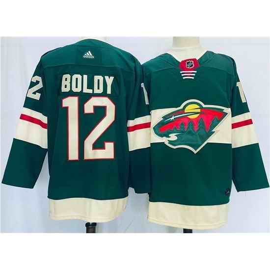 Men Minnesota Wild #12 Matt Boldy Green Stitched Jersey