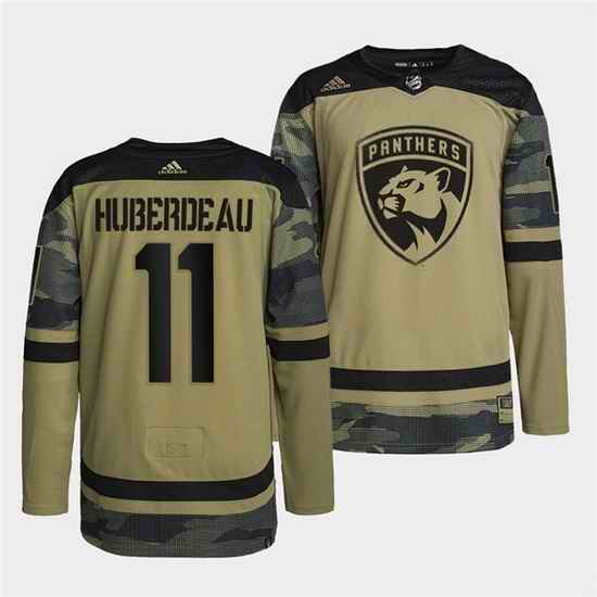 Men Florida Panthers #11 Jonathan Huberdeau 2022 Camo Military Appreciation Night Stitched jersey