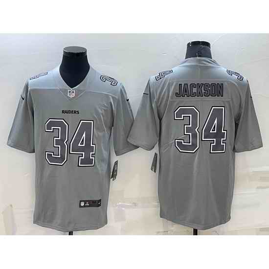 Men Las Vegas Raiders #34 Bo Jackson Grey Atmosphere Fashion Stitched Jersey