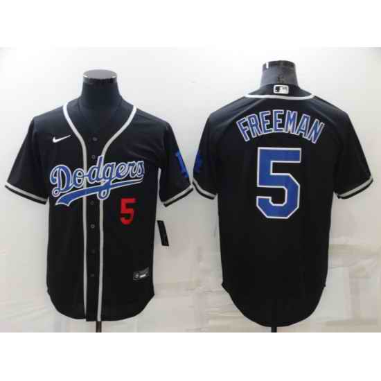 Men Los Angeles Dodgers #5 Freddie Freeman Black Cool Base Stitched Baseball Jerse