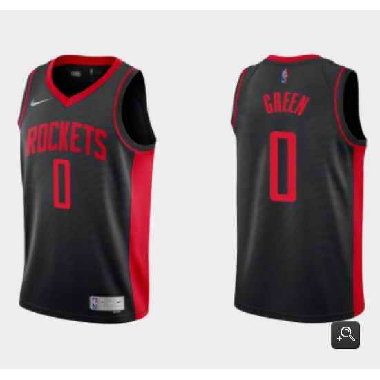 Men Houston Rockets #0 Jalen Green Earned Edition Black Stitched Basketball Jersey
