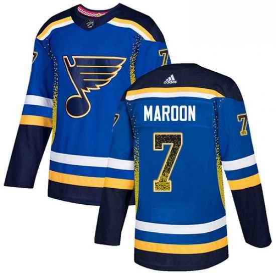 Mens Adidas St Louis Blues #7 Patrick Maroon Authentic Blue Drift Fashion NHL Jersey