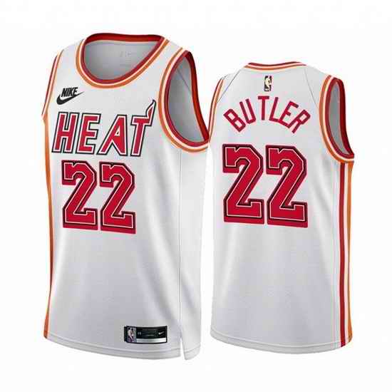 Men Miami Heat #22 Jimmy Butler White Classic Edition Stitched Basketball Jersey