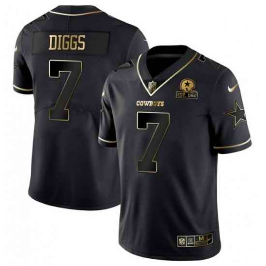 Men Dallas Cowboys #7 Trevon Diggs Black Golden Edition Limited Stitched Jersey