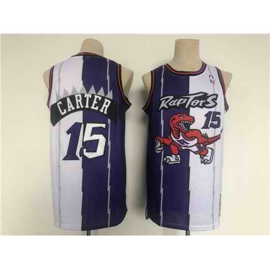 Men Toronto Raptors #15 Vince Carter White Purple Splite Basketball Jersey
