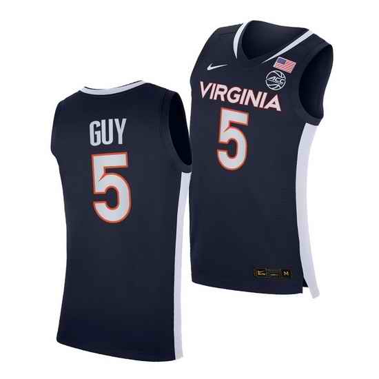 Virginia Cavaliers Kyle Guy Virginia Cavaliers Navy Road Secondary Logo Jersey