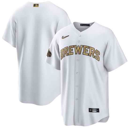 Men Milwaukee Brewers Blank 2022 All Star White Cool Base Stitched Baseball Jersey