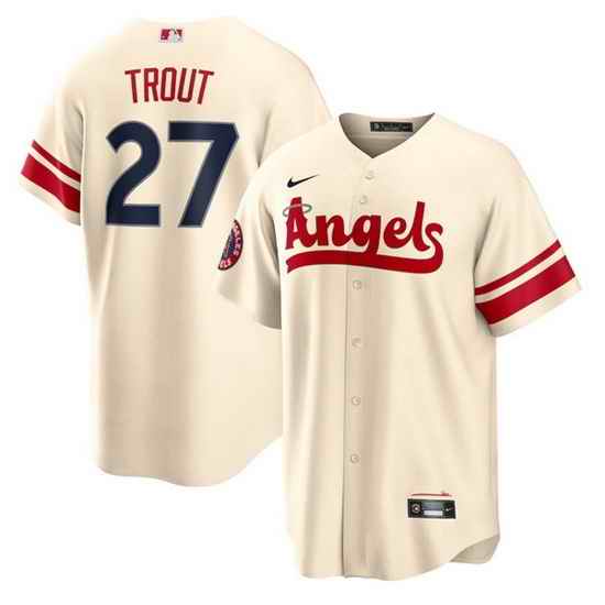 Men Los Angeles Angels #27 Mike Trout 2022 Cream City Connect Cool Base Stitched Jerseys