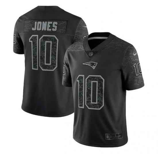 Men New England Patriots #10 Mac Jones Black Reflective Limited Stitched Football Jersey