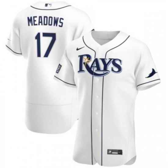 Men Tampa Bay Rays #17 Austin Meadows White Flex Base Stitched Jersey