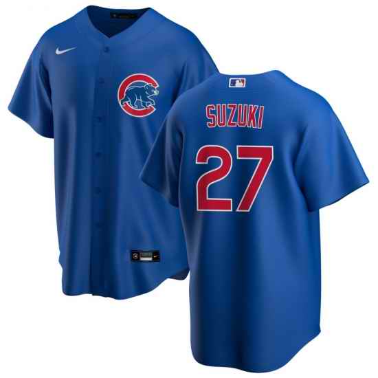 Mens Nike Chicago Cubs #27 Seiya Suzuki Royal Alternate Stitched Baseball Jerse