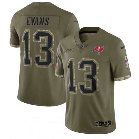 Men Tampa Bay Buccaneers #13 Mike Evans Olive 2022 Salute To Service Limited Stitched Jersey