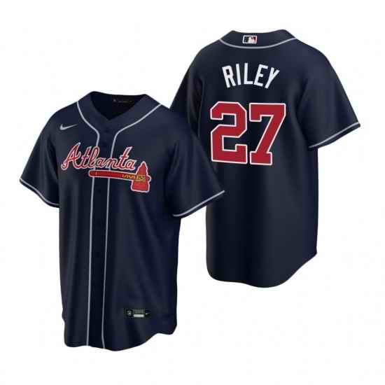 Youth Atlanta Braves #27 Austin Riley Cool Base MLB Stitched Jersey Navy Blue