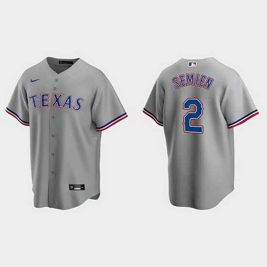 Men Texas Rangers #2 Marcus Semien Grey Cool Base Stitched Baseball jersey