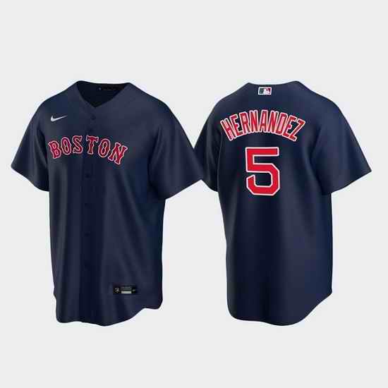 Men Boston Red Sox #5 Kik E9 Hern E1ndez Navy Cool Base Stitched Baseball jersey