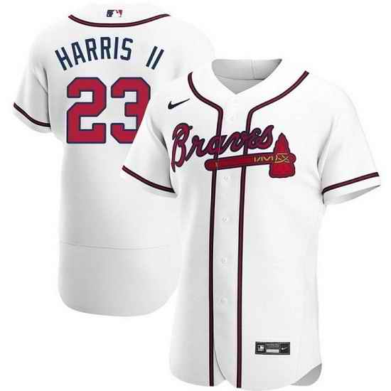 Men Atlanta Braves #23 Michael Harris II White Flex Base Stitched Baseball Jersey