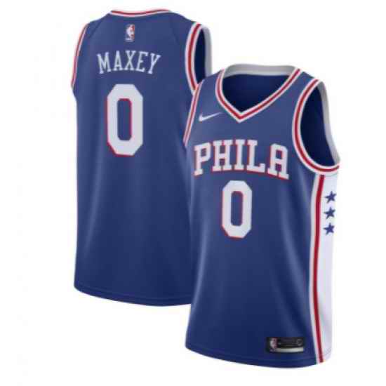 Men Philadelphia 76ers #0 Tyrese Maxey Royal Icon Edition Stitched Swingman Jersey