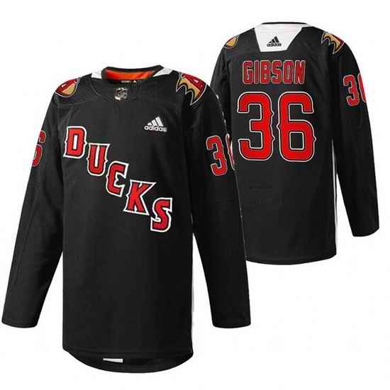 Men Anaheim Ducks #36 John Gibson 2022 Black Angels Night Stitched jersey