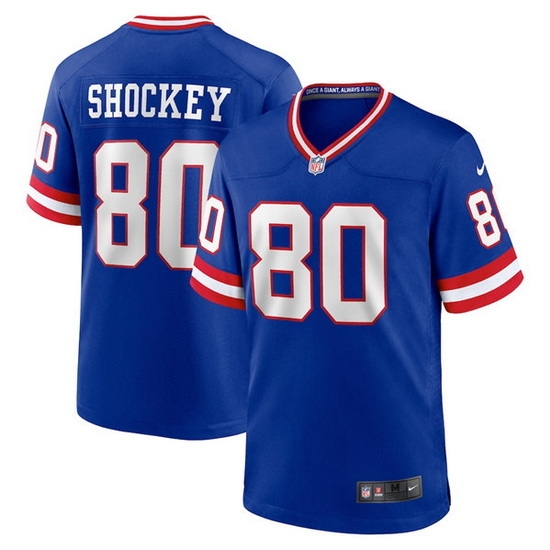 Men New York Giants #80 Jeremy Shockey Royal Classic Retired Player Stitched Game Jersey