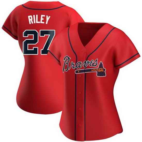 Women Nike Atlanta Braves #27 Austin Riley Red Alternate Stitched Baseball Jersey