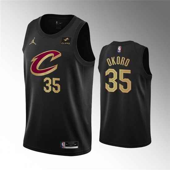 Men Cleveland Cavaliers #35 Isaac Okoro Black Statement Edition Stitched Basketball Jersey