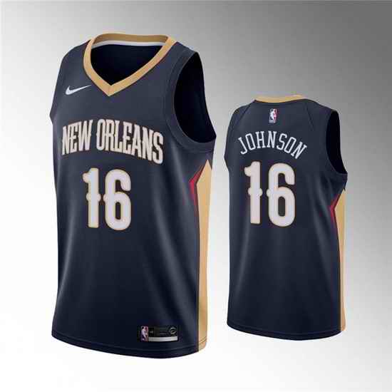 Men New Orleans Pelicans #16 James Johnson Navy Icon Edition Stitched Jersey