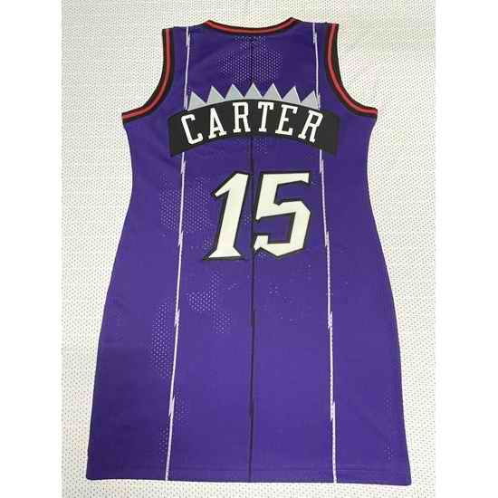 Women Toronto Raptors #15 Vince Carter Dress Stitched Jersey Purple II