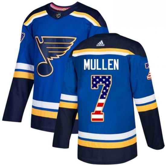 Mens Adidas St Louis Blues #7 Joe Mullen Authentic Blue USA Flag Fashion NHL Jersey