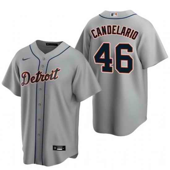 Men Detroit Tigers #46 Jeimer Candelario Grey Cool Base Stitched jersey