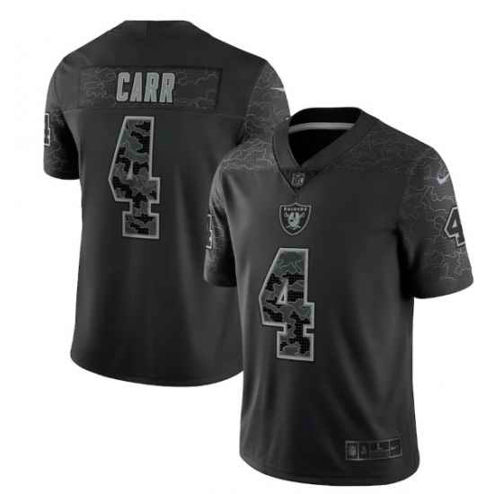 Men Las Vegas Raiders #4 Derek Carr Black Reflective Limited Stitched Football Jersey