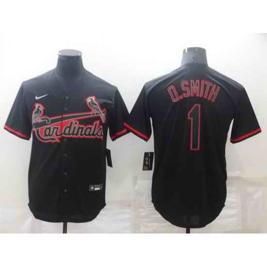 Men St  Louis Cardinals #1 Ozzie Smith Black Shadow Cool Base Stitched jersey