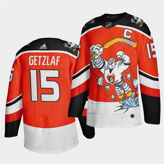 Men Anaheim Ducks #15 Ryan Getzlaf 2020 21 Orange Reverse Retro Stitched jersey