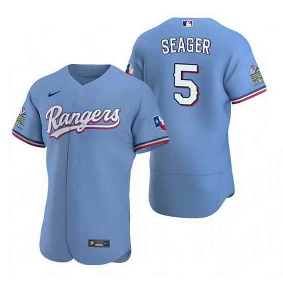 Men Texas Rangers #5 Corey Seager Light Blue Flex Base Stitched jersey
