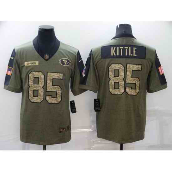 Men's San Francisco 49ers #85 George Kittle Camo 2021 Salute To Service Limited Player Jersey