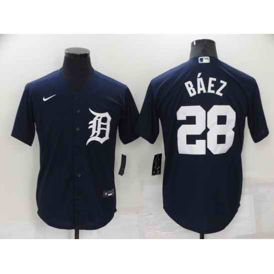Men Detroit Tigers #28 Javier B E1ez Navy Cool Base Stitched jersey