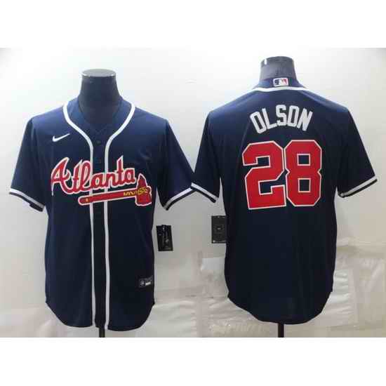 Men Atlanta Braves #28 Matt Olson Navy Cool Base Stitched Baseball jersey