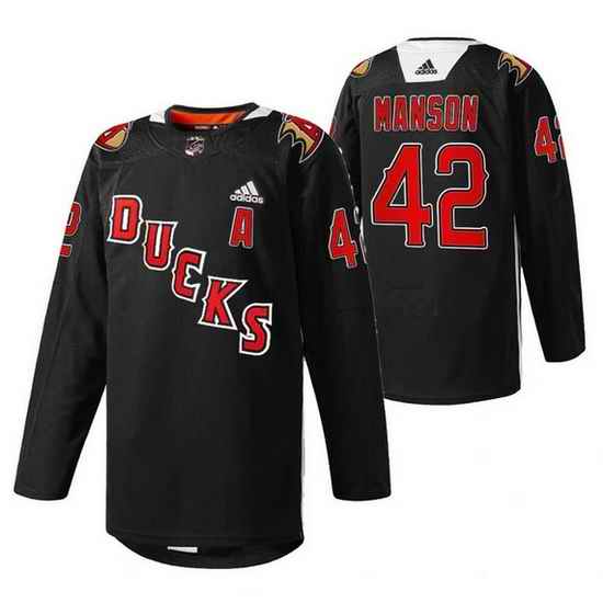 Men Anaheim Ducks #42 Josh Manson 2022 Black Angels Night Stitched jersey