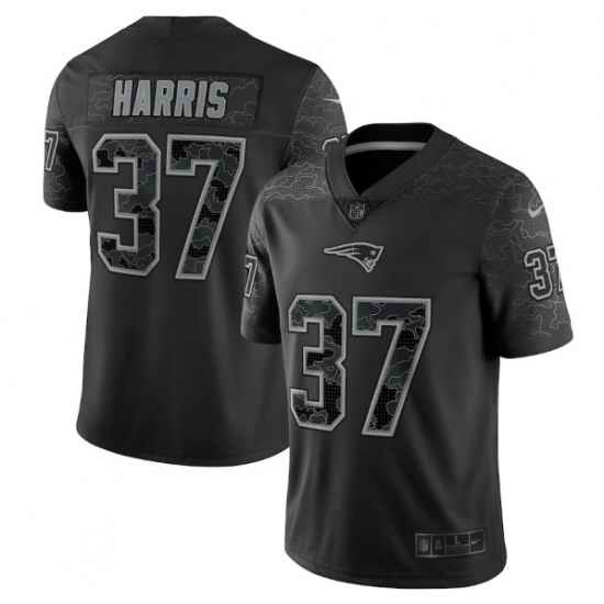 Men New England Patriots #37 Damien Harris Black Reflective Limited Stitched Football Jersey