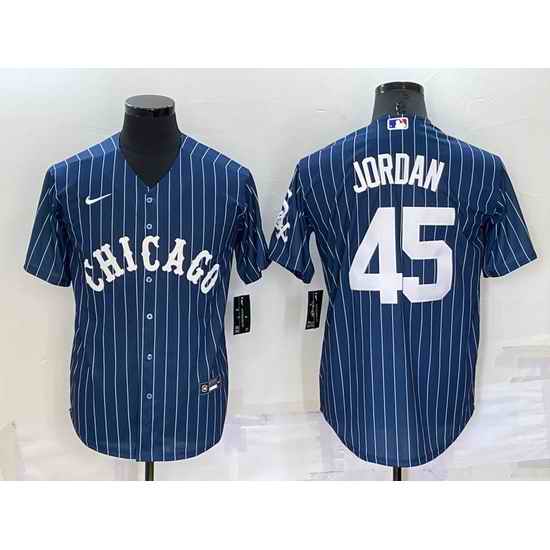 Men Chicago White Sox #45 Michael Jordan Navy Cool Base Stitched Jersey