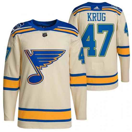 Men St  Louis Blues #47 Torey Krug Cream 2022 Winter Classic Stitched jersey