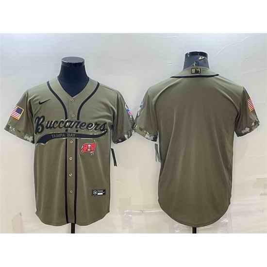 Men Tampa Bay Buccaneers Blank Olive 2022 Salute To Service Cool Base Stitched Baseball Jersey
