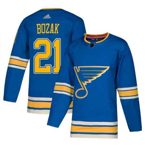 Men Authentic St  Louis Blues #21 Tyler Bozak Blue Alternate Official Adidas Jersey