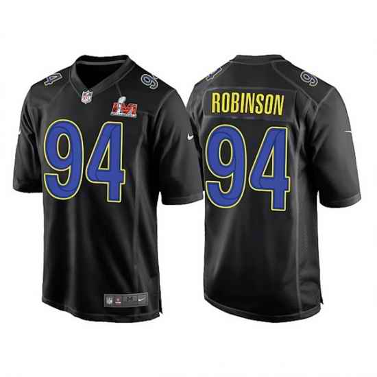 Men Los Angeles Rams #94 A 27Shawn Robinson 2022 Black Super Bowl LVI Game Stitched Jersey
