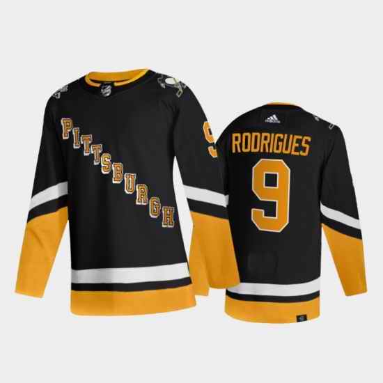 Men Pittsburgh Penguins #9 Rodrigues 2021 2022 Black Stitched Jersey