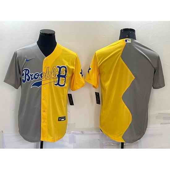 Men Boston Red Sox Blank Grey Yellow Split Cool Base Stitched Jersey